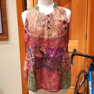 Thailand embellished sleeveleas top